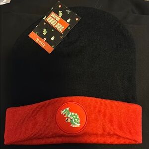 Super Mario Bros Black Beanie with Red Brim